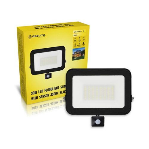 Asalite LED Reflektor Slim 30W 4500K (2700 lumen) + Mozgásérzékelő Szenzor
