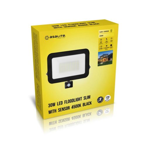 Asalite LED Reflektor Slim 30W 4500K (2700 lumen) + Mozgásérzékelő Szenzor