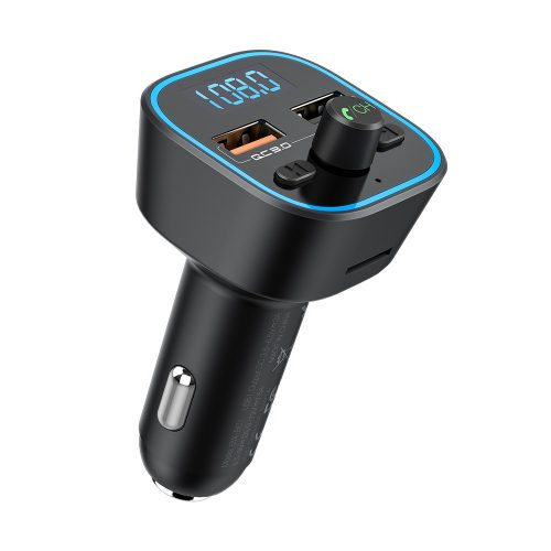 Blitzwolf BW-BC1 fekete bluetooth FM Transmitter 2USB 18W