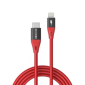   Type-C - iPhone 8pin adatkábel, 20W, piros, kevlár borítás, 1.8M, Blitzwolf BW-CL3