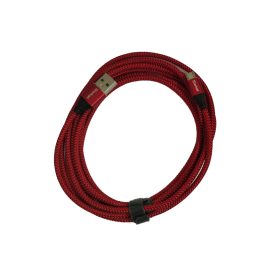 Micro USB adatkábel, szövettel fonott, piros, 3m