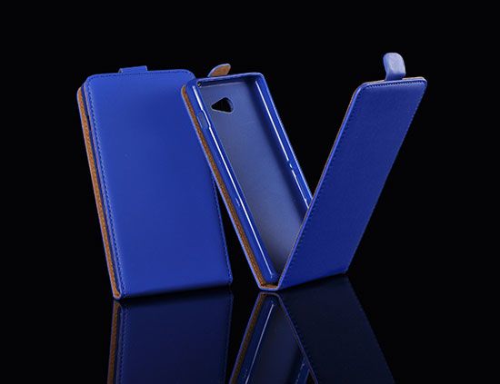 Sony Xperia E4G E2003 kék szilikon keretes vékony flip tok
