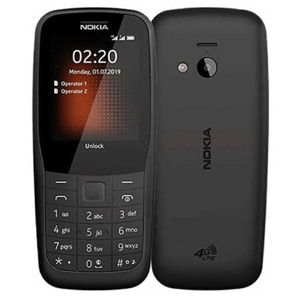 [K.ÁFA] Nokia 220 4G (TA-1155) mobiltelefon, dual sim, fekete, használt, doboz nélkül