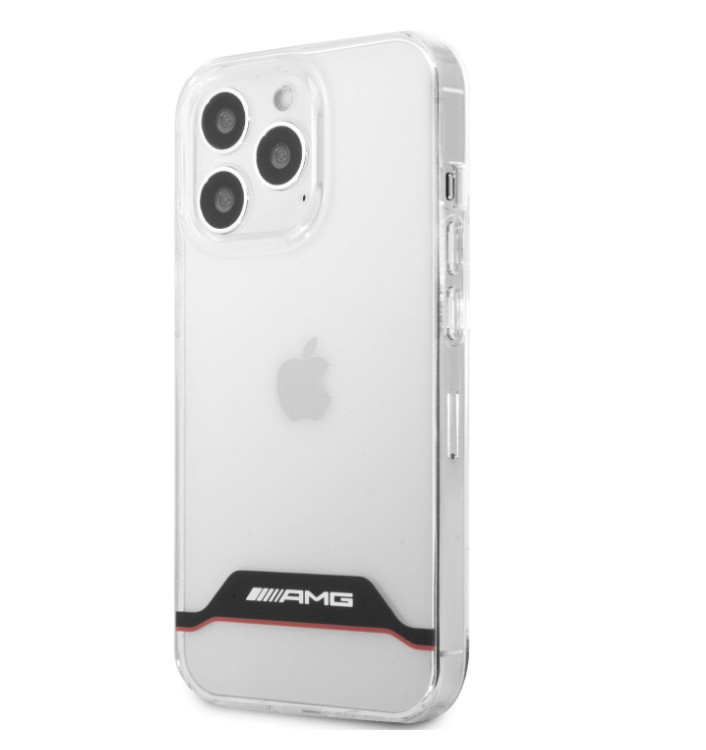 AMG iPhone 13 Mini (5,4") átlátszó piros csíkos hátlap tok