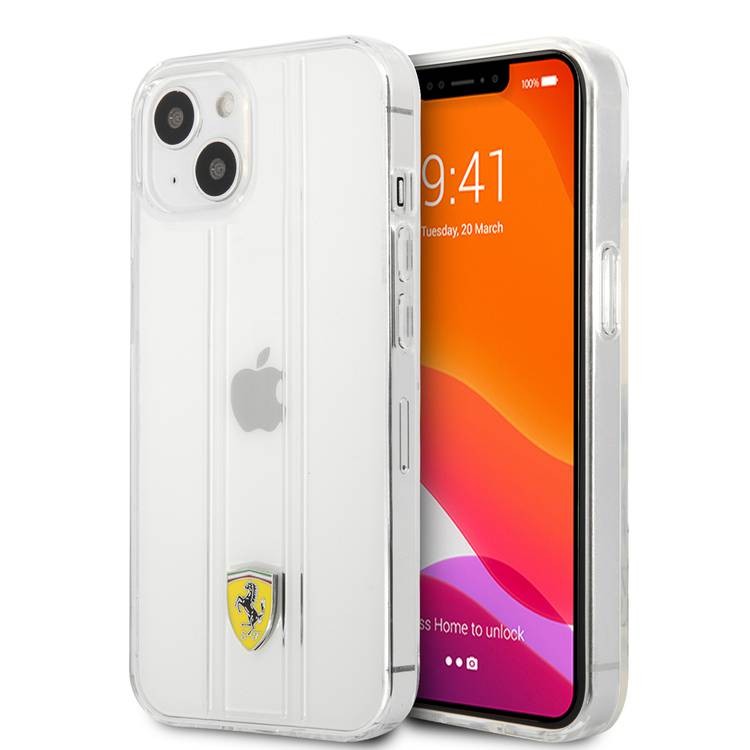 Ferrari "3D Stripes" iPhone 13 Pro (6,1") átlátszó hátlap tok
