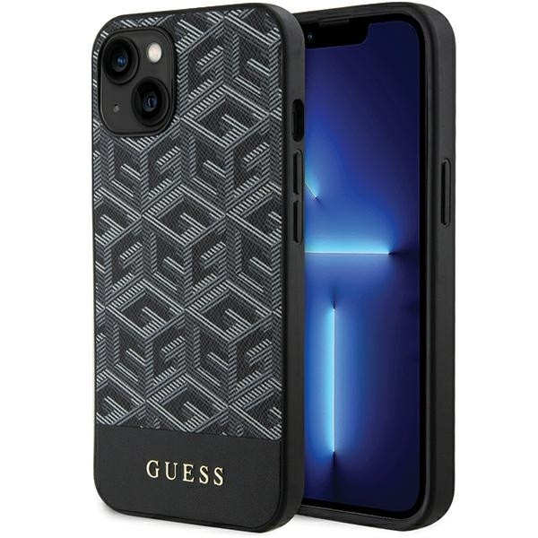 iPhone 15 (6,1") hátlap tok, PU, magsafe, fekete, GUESS G Cube MagSafe (GUHMP15SHGCFSEK)