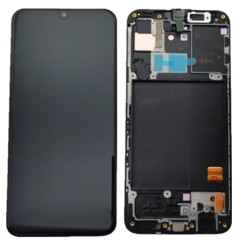 Samsung Galaxy A40 LCD + érintőpanel kerettel, gyári, fekete, SM-A405