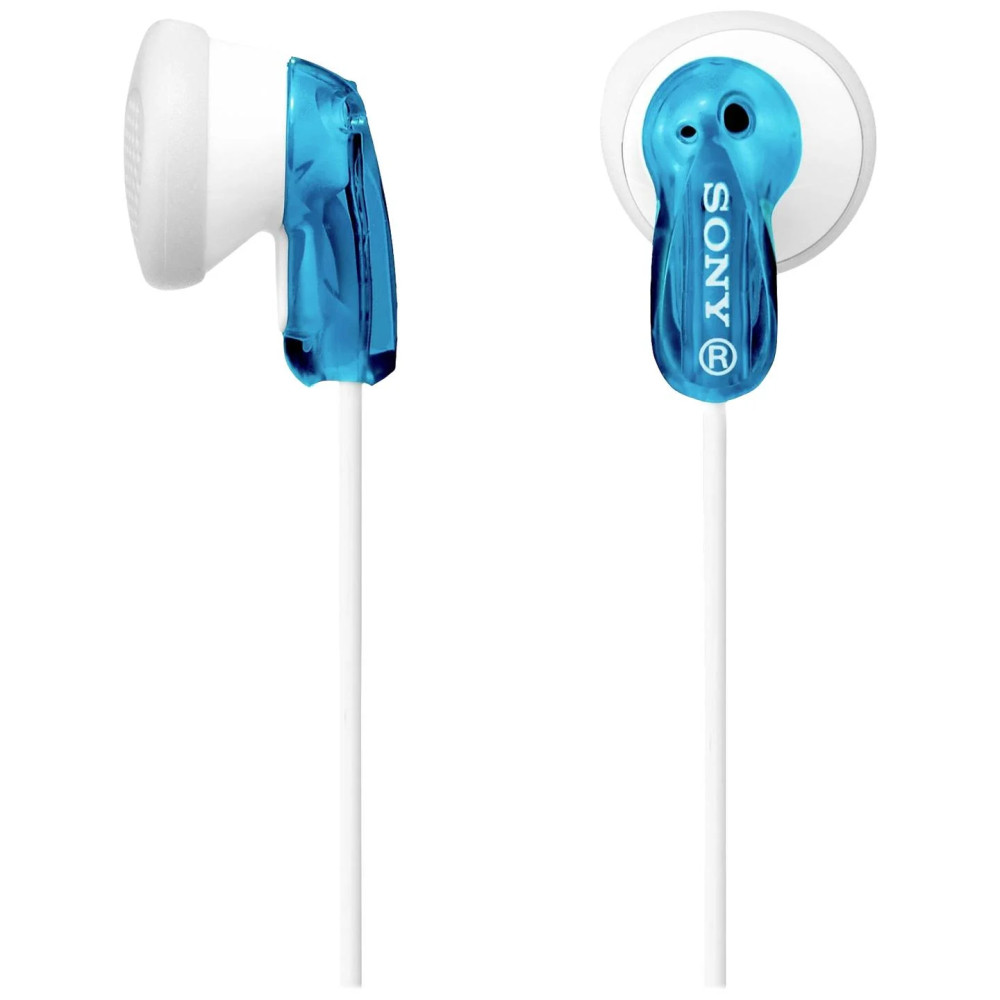 Stereo vezetékes fülhallgató jack csatlakozóval, hangerőszabályozós, fehér/kék, SONY MDR-E9LP