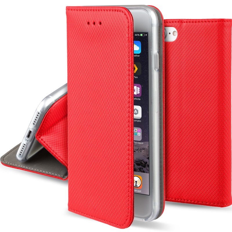 Xiaomi Poco C40 telefon tok, könyvtok, oldalra nyíló tok, mágnesesen záródó, piros