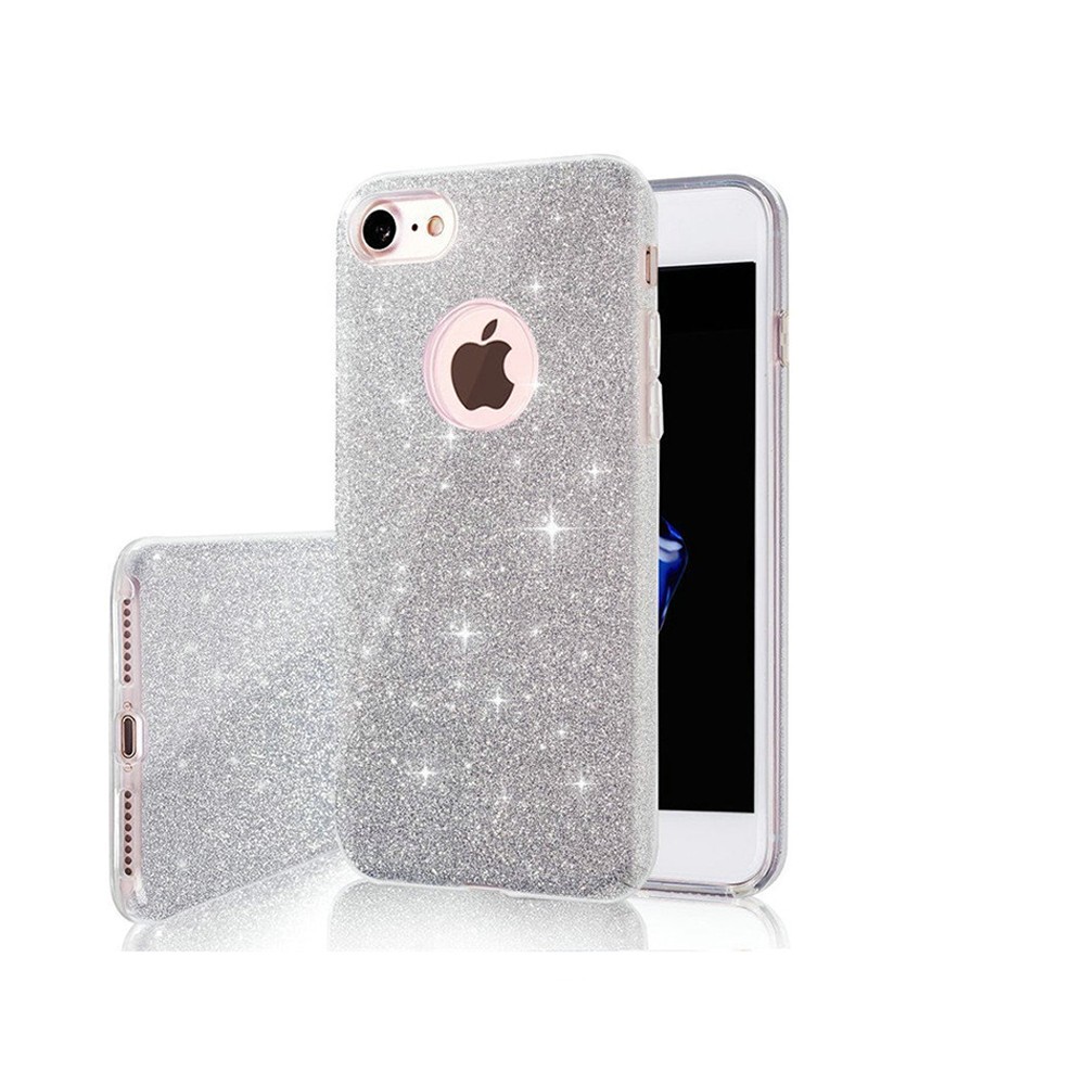 iPhone 14 (6,1") szilikon tok, csillámos, hátlap tok, ezüst, Glitter