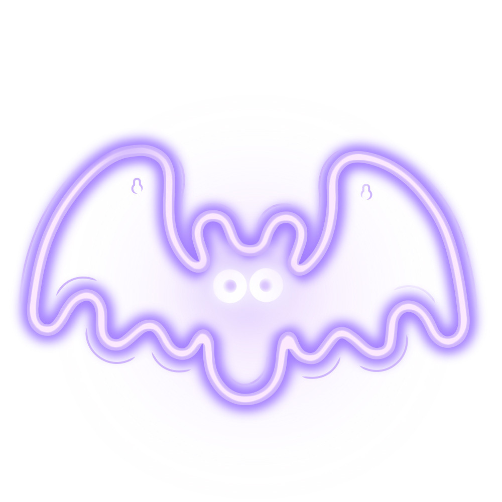 Neon plexi LED lámpa, Flying Bat, falra akasztható, lila, Forever Light FPNE11