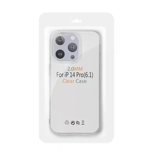 iPhone 15 Pro (6.1") szilikon tok, átlátszó, 2mm, kamera védelemmel, Clear