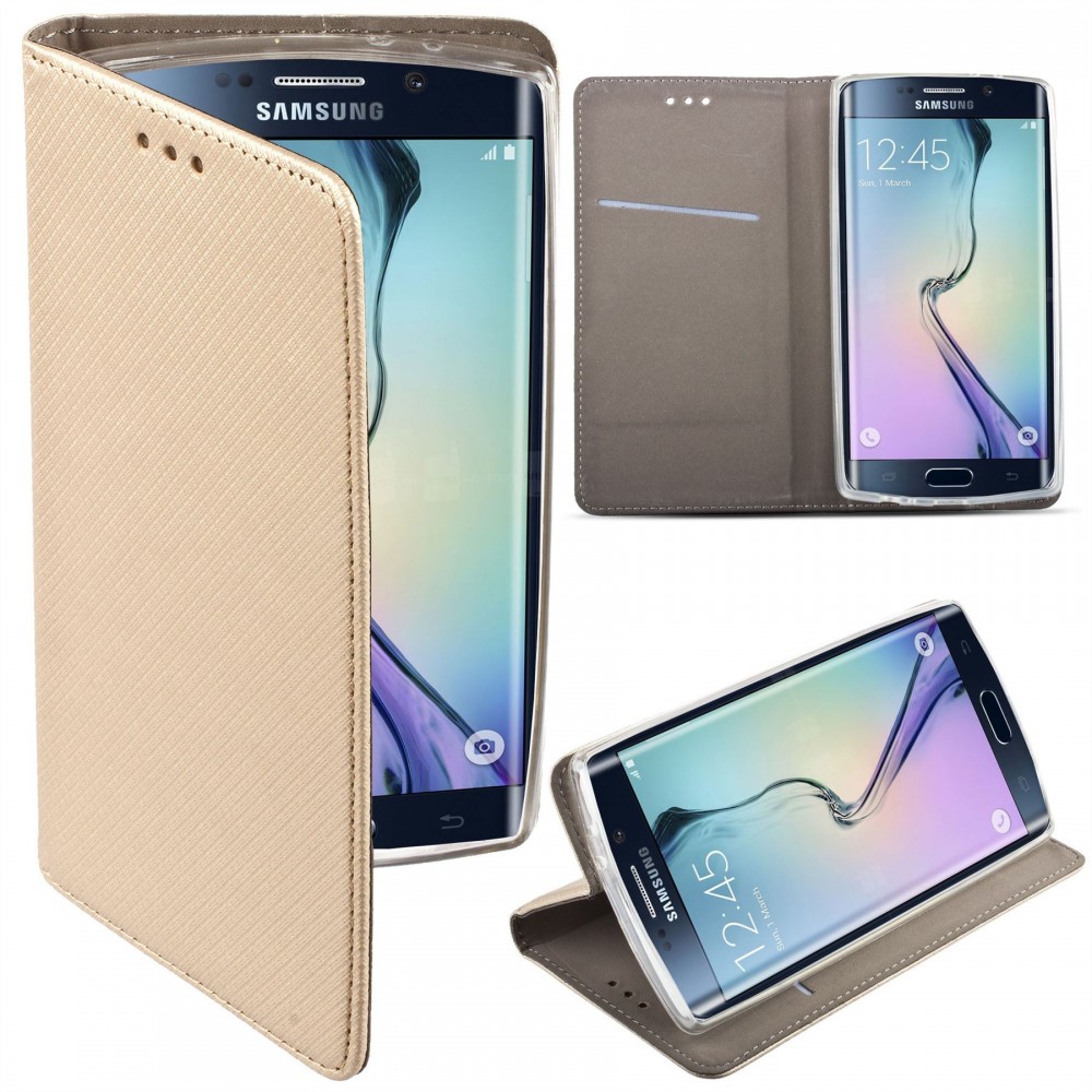 Samsung Galaxy S20 Plus 4G / S20 Plus 5G telefon tok, könyvtok, oldalra nyíló tok, mágnesesen záródó, SM-G985, arany