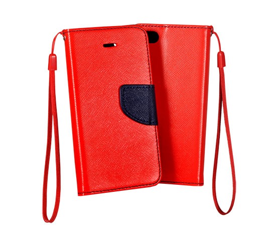 iPhone 13 Mini (5,4") telefon tok, könyvtok, oldalra nyíló tok, mágnesesen záródó, piros-sötétkék, Fancy