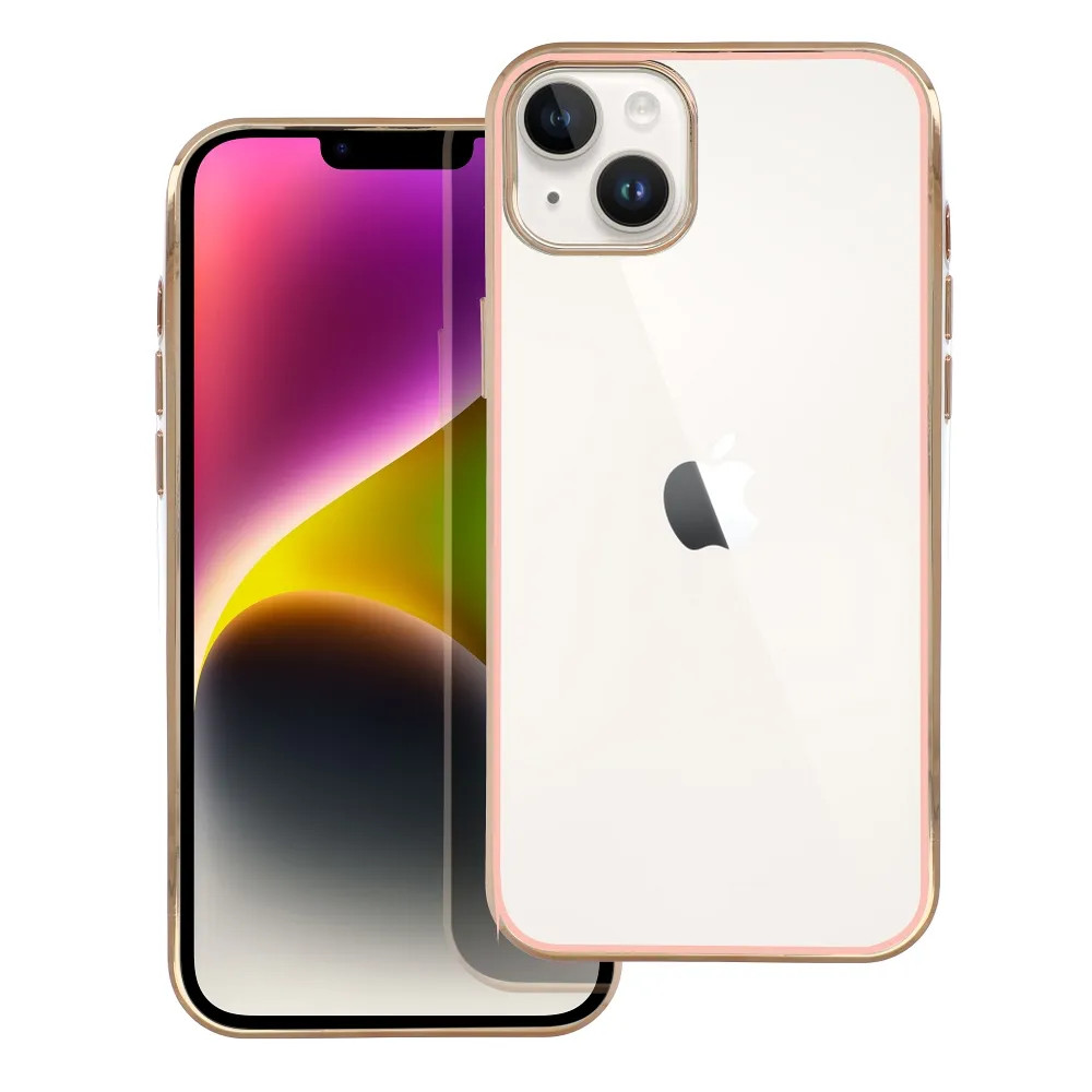 iPhone 14 (6.1") szilikon tok, hátlap tok, TPU tok, rózsaszín keret, Lux