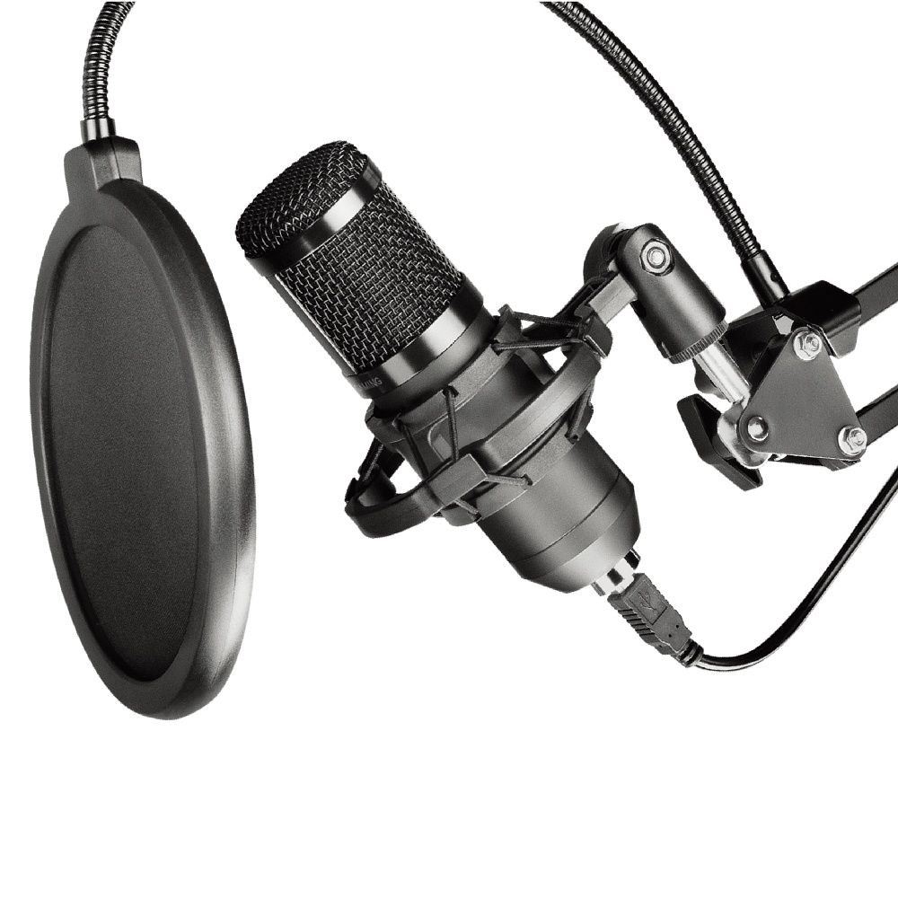Kondenzátor mikrofon állvánnyal, membránnal, fekete, ART AC-03