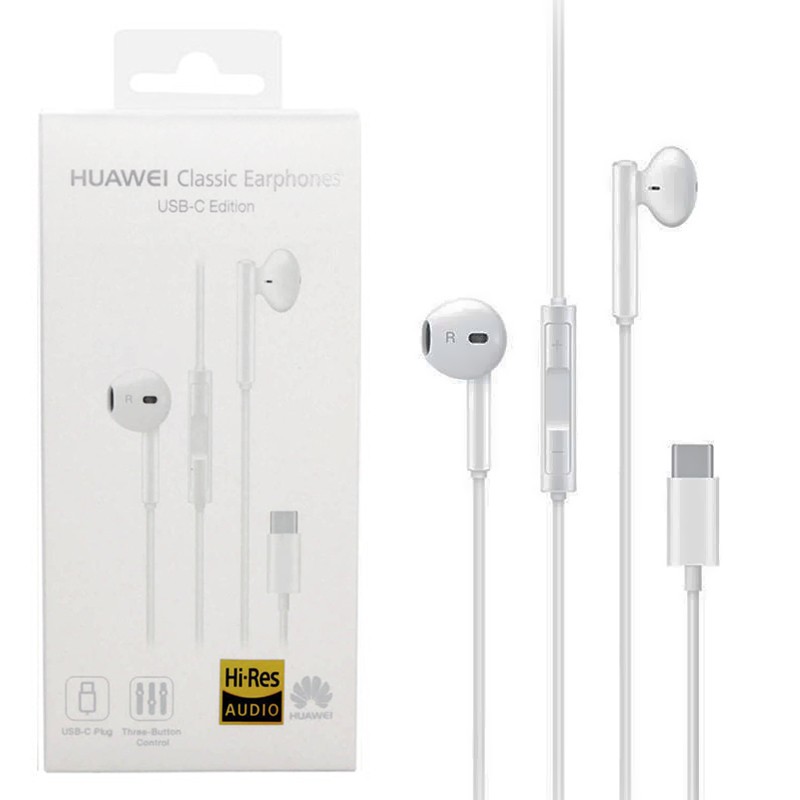 Huawei CM33 Mate 20 Pro / P30 Pro fehér gyári Type-C stereo headset csomagolt