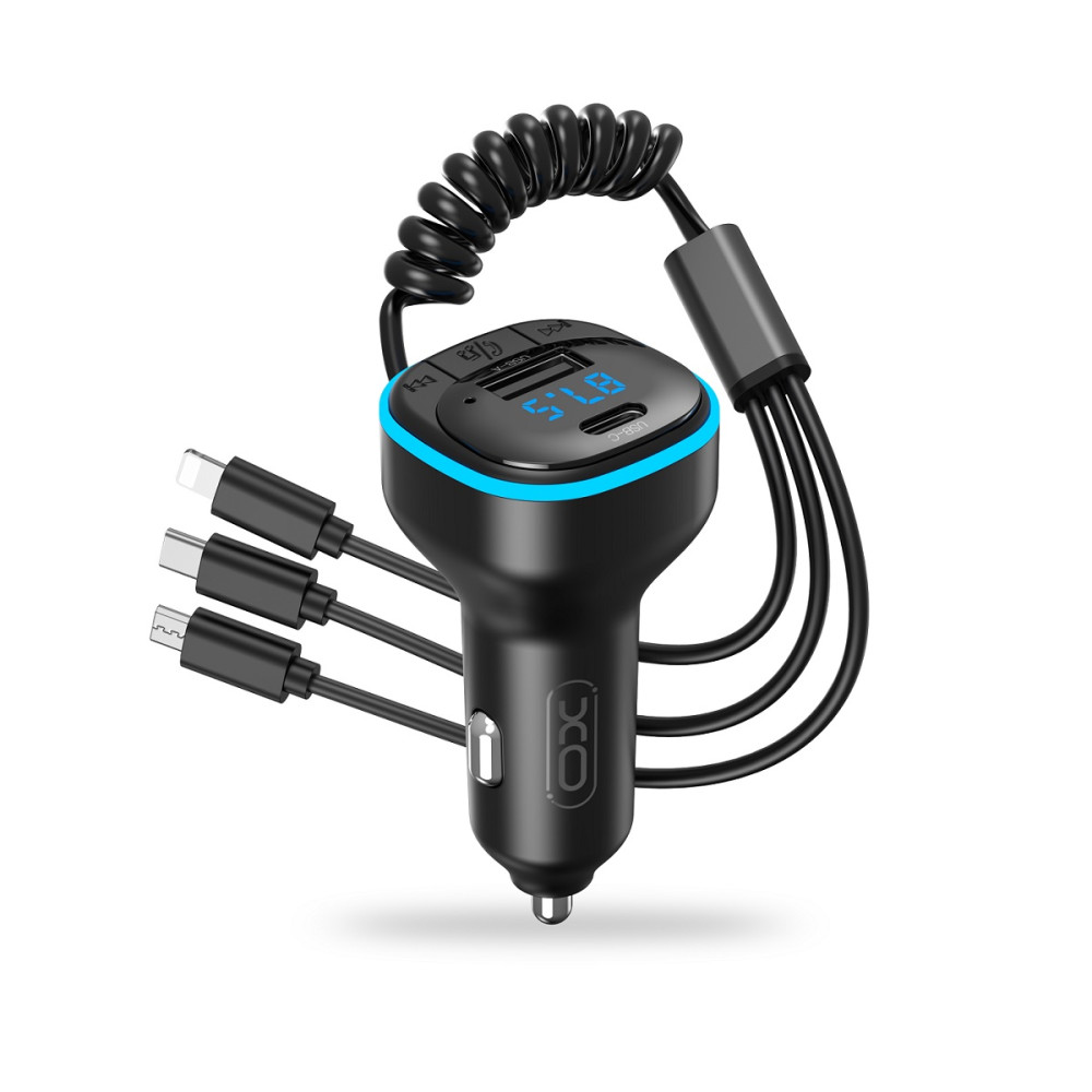 XO Bluetooth FM Transmitter with USB, USB-C, Lightning & Micro USB Charging