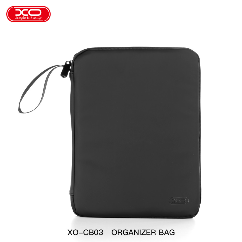 Tablet tartó táska pánttal, 10.9"-12.9", fekete, PU, XO CB03