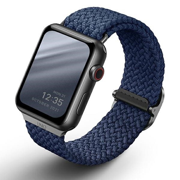 Apple Watch 4/5/6/7/SE, okosóra szíj, kék, fonott, 38/40/41mm, UNIQ