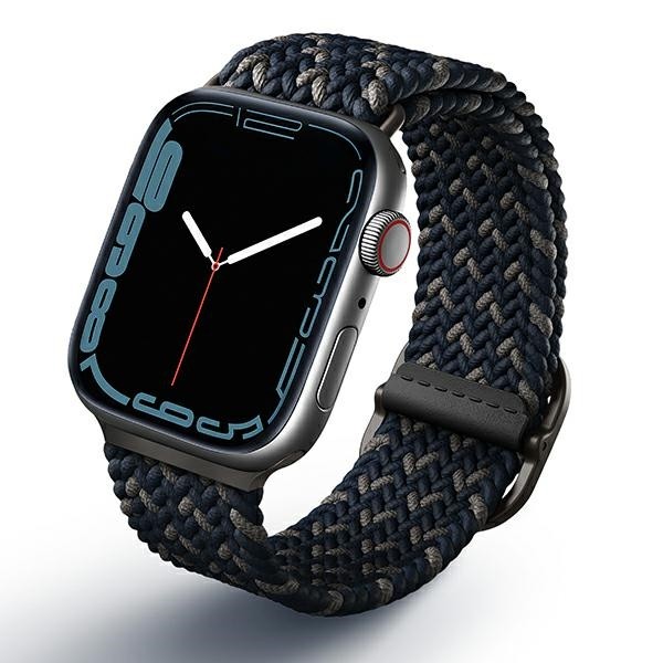 Apple Watch 4/5/6/7/SE, okosóra szíj, kék, fonott, 42/44/45mm, UNIQ